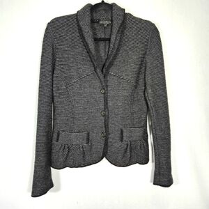Chiaramente Women's Gray Wool-Blend  Knit Sweater Jacket Made in Italy Size L